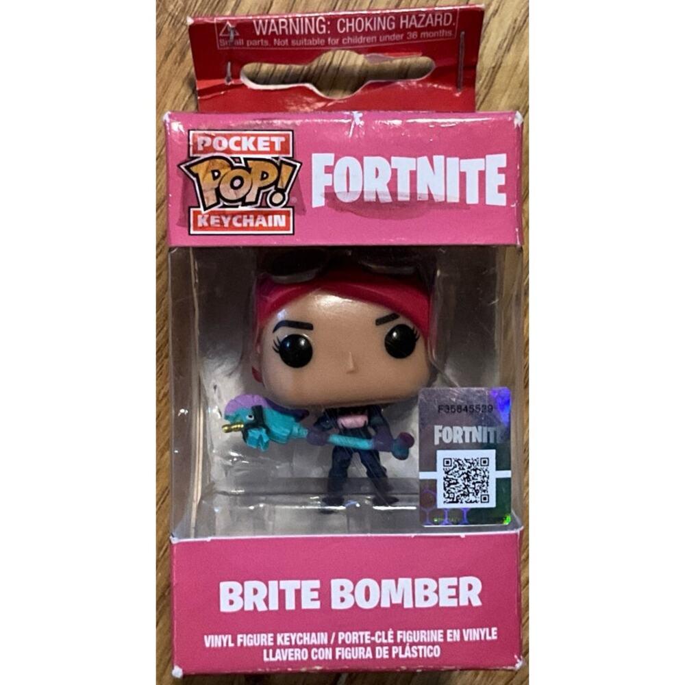 New Open Box 2018 Funko POP Keychain ~ Fortnite Brite Bomber ~ Official QR Code
